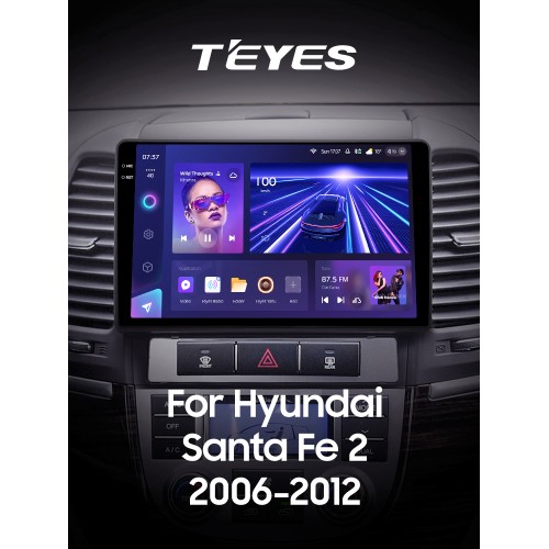 Штатна магнітола Teyes CC3 4+64 Gb Hyundai Santa Fe 2 2006-2012 9" 2k