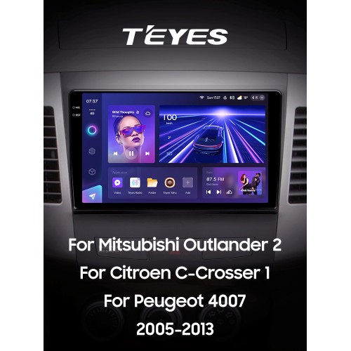 Штатна магнітола Teyes CC3 4+64 Gb Mitsubishi Outlander 2 CW0W 2005-2013 / Citroen C-Crosser 1 2007-2013 / Peugeot 4007 2007-2012 (A) 9" 2k