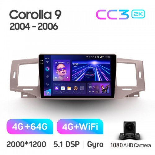 Штатна магнітола Teyes CC3 4+64 Gb Toyota Corolla 9 E120 2004-2006 9" 2k