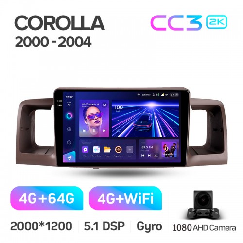 Штатна магнітола Teyes CC3 4+64 Gb Toyota Corolla E130 E120 2000-2004 9" 2k