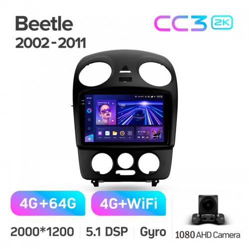Штатна магнітола Teyes CC3 4+64 Gb Volkswagen Beetle A4 2002 - 2011 9" 2k