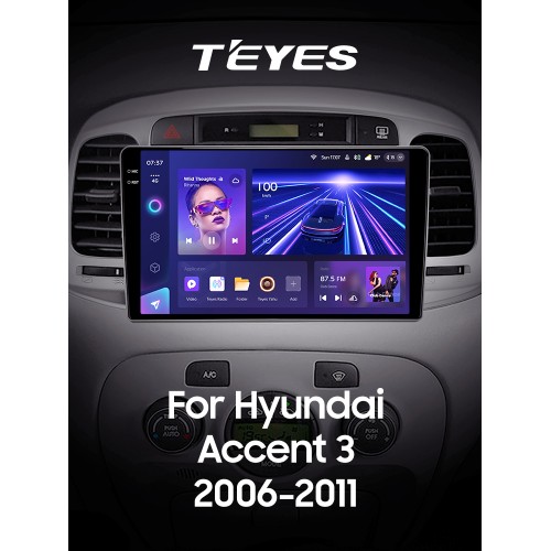 Штатна магнітола Teyes CC3 6+128 Gb Hyundai Accent 3 2006-2011 9" 2k