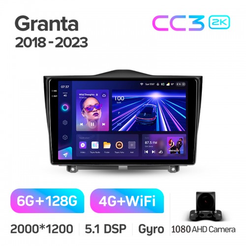 Штатна магнітола Teyes CC3 6+128 Gb LADA Granta Cross 2018-2023 9" 2k