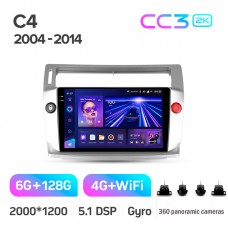 Штатна магнітола Teyes CC3 6+128 Gb з коловим оглядом 360° Citroen C4 LA LC C-Triomphe C-Quatre 2004-2014 9" 2k