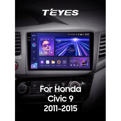 Штатна магнітола Teyes CC3 6+128 Gb з коловим оглядом 360° Honda Civic 9 FB FK FD 2011-2015 9" 2k