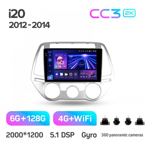 Штатна магнітола Teyes CC3 6+128 Gb з коловим оглядом 360° Hyundai i20 2 2012-2014 9" 2k