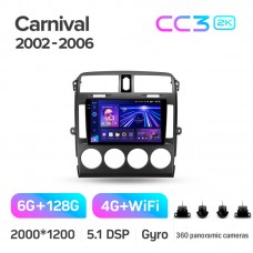 Штатна магнітола Teyes CC3 6+128 Gb з коловим оглядом 360° Kia Carnival UP GQ 2002-2006 9" 2k (L1)