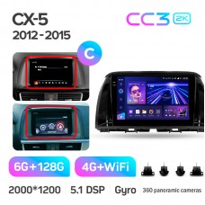 Штатна магнітола Teyes CC3 6+128 Gb з коловим оглядом 360° Mazda CX5 CX-5 CX 5 1 KE 2012-2015 (C) 9" 2k