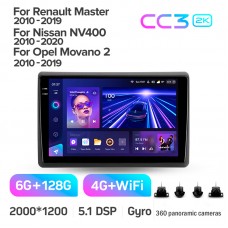 Штатна магнітола Teyes CC3 6+128 Gb з коловим оглядом 360° Renault Master 2010-2019 For Nissan NV400 2010-2020 For Opel Movano 2 2010-2019 (F1) 10" 2k