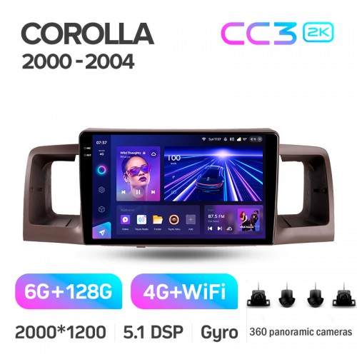 Штатна магнітола Teyes CC3 6+128 Gb з коловим оглядом 360° Toyota Corolla E130 E120 2000-2004 9" 2k Штатна магнітола Teyes CC3 6+128 Gb з коловим оглядом 360° Toyota Corolla E130 E120 2000-2004 9" 2k
