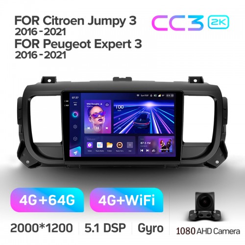 Штатна магнітола Teyes CC3 4+64 Gb Citroen Jumpy III 3 SpaceTourer 1 / Peugeot Expert III 3 2016-2021 9" 2k