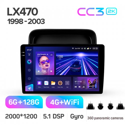 Штатна магнітола Teyes CC3 6+128 Gb з коловим оглядом 360° Lexus LX470 J100 (F2) 1998-2003 10" 2k (L2)