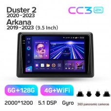 Штатна магнітола Teyes CC3 6+128 Gb з коловим оглядом 360° Renault Arkana 2019-2023 (F2) 10" 2k