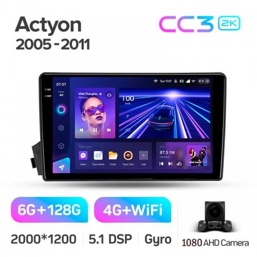 Штатна магнітола Teyes CC3 6+128 Gb SsangYong Actyon C100 2005-2011 9" 2k