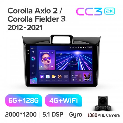 Штатна магнітола Teyes CC3 6+128 Gb Toyota Corolla Axio 2 Fielder 3 E160 2012-2021 9" 2k