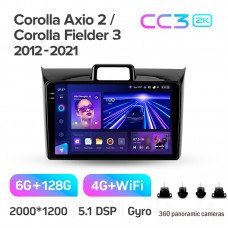 Штатна магнітола Teyes CC3 6+128 Gb з коловим оглядом 360° Toyota Corolla Axio 2 Fielder 3 E160 2012-2021 9" 2k