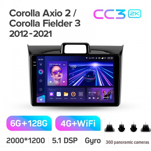 Штатна магнітола Teyes CC3 6+128 Gb з коловим оглядом 360° Toyota Corolla Axio 2 Fielder 3 E160 2012-2021 9" 2k