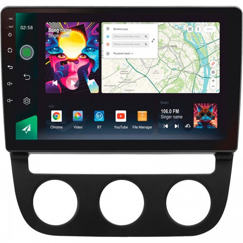 Штатна магнітола SIGMA PRO 10464 ANDROID 10 4+64 Gb 4G DSP Volkswagen Jetta 5 2005-2010 (F2) 10"