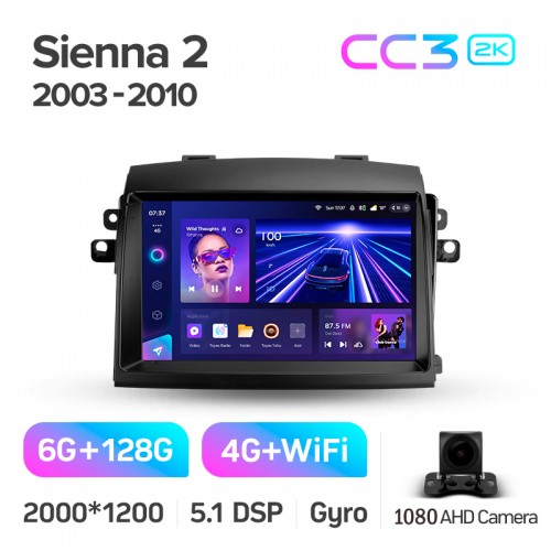Штатна магнітола Teyes CC3 6+128 Gb Toyota Sienna 2 II XL20 2003-2010 9" 2k