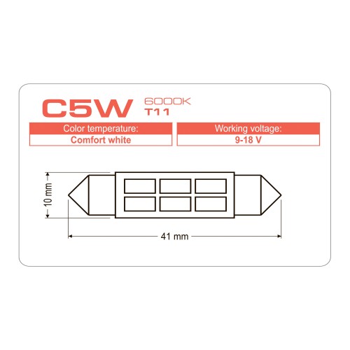 Світлодіодна лампа LONGLIFE C5W T11 6000K