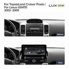 Штатна магнітола Teyes LUX ONE 6+128 Gb Toyota Land Cruiser Prado 120 3 III For Lexus GX470 GX 470 J120 2002-2009 12.3" (L2)
