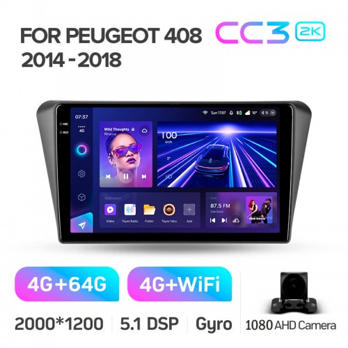 Штатна магнітола Teyes CC3 4+64 Gb Peugeot 408 2014-2018 10" 2k