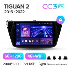 Штатна магнітола Teyes CC3 6+128 Gb з коловим оглядом 360° Volkswagen Tiguan 2 Mk 2016-2022 (A) 10" 2k