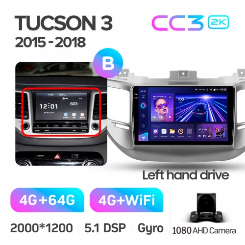 Штатна магнітола Teyes CC3 4+64 Gb Hyundai Tucson 3 2015-2018 (B) 9" 2k
