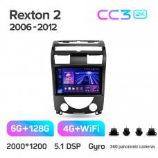 Штатна магнітола Teyes CC3 6+128 Gb з коловим оглядом 360° SsangYong Rexton Y250 II 2 2006 - 2012 10" 2k (L1)