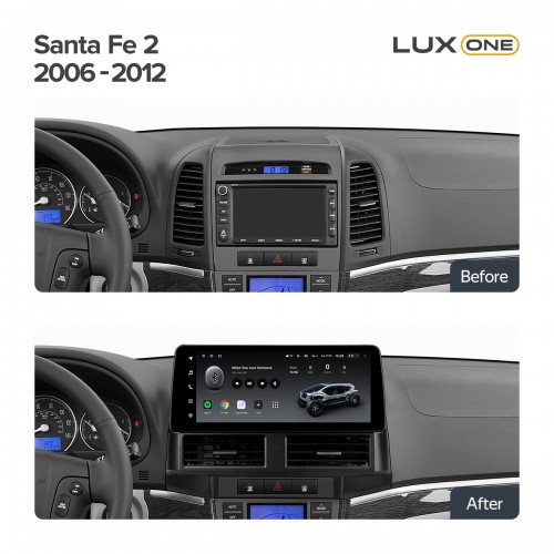 Штатна магнітола Teyes LUX ONE 6+128 Gb Hyundai Santa Fe 2 2006-2012 12.3" (L2)