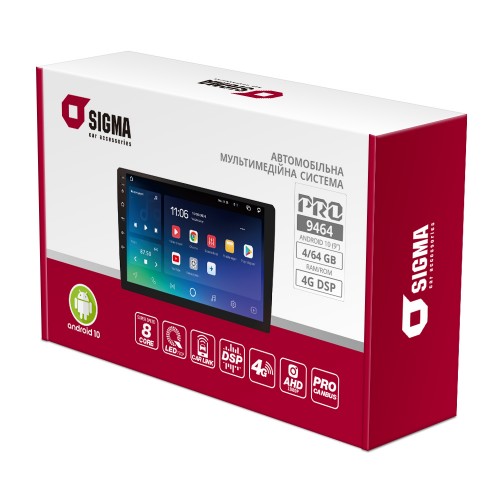 Автомобільна мультимедійна система SIGMA PRO 9464 ANDROID 10 4+64 Gb 4G DSP (9")