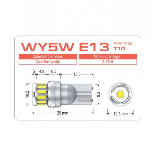 Світлодіодна лампа EXTREME WY5W E13 T10 5500K