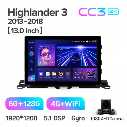 Штатна магнітола Teyes CC3 6+128 Gb Toyota Highlander 3 XU50 2013-2018 13" 2k (L1)