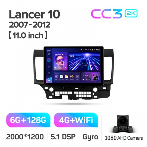 Штатна магнітола Teyes CC3 6+128 Gb Mitsubishi Lancer 10 CY 2007-2012 (A) 11" 2k