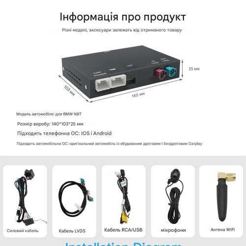 Беспроводной CarPlay та AndroidAuto для BMW 3 series E90/E91/E92/E93 (2009-2012) CIC System
