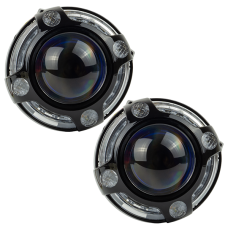 Маска декоративна для автомобільних фар DriveX MS A-106 3.0" Black White+Yellow з вбудованою підсвіткою