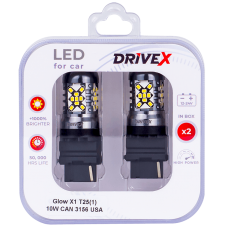 Світлодіоди в габаритні вогні. Підсвітку номера та салона DriveX Glow X1 T25(1) 12-24V 10W CAN 1200Lm 3156/P27W base-16mm USA к-т.