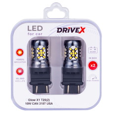 Світлодіоди в габаритні вогні. Підсвітку номера та салона DriveX Glow X1 T25(2) 12-24V 10W CAN 1200Lm 3157/P27/7W base-16mm USA к-т.