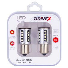 Світлодіоди в габаритні вогні. Підсвітку номера та салона DriveX Glow UL1 S25(1) 9-48V 30W CAN 2600Lm 1156/P21W BA15S d-15mm к-т.