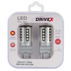 Світлодіоди в габаритні вогні. Підсвітку номера та салона DriveX Glow UL1 T25(2) 9-48V 30W CAN 2600Lm 3157/P27/7W base-16mm USA к-т.