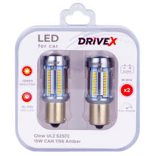 Світлодіоди в габаритні вогні. Підсвітку номера та салона DriveX Glow UL2 S25(1) Amber 12V 15W CAN 2600Lm 1156/P21W BA15S d-15mm к-т.