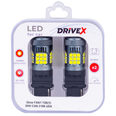 Світлодіоди в габаритні вогні. Підсвітку номера та салона DriveX Glow FAN1 T25(1) 9-48V 30W CAN 3000Lm 3156/P27W base-16mm USA к-т.
